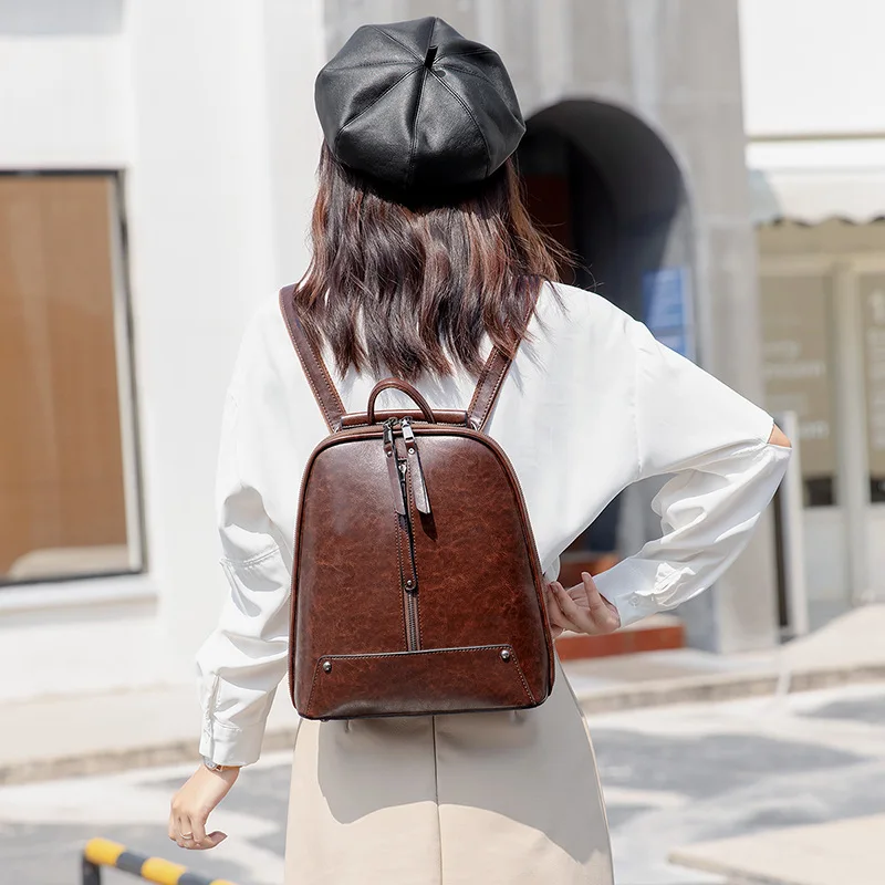 GPR Retro Women\'s Backpack Free Shipping Fashion School Bag for Girls Leather Travel Bag Casual Shoulder Bag for Female