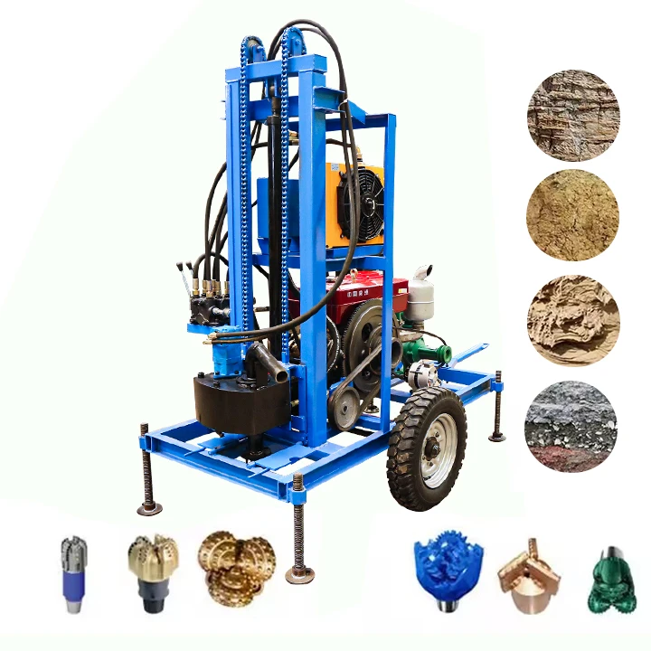 2025년 핫세일 100m 150m 200m 암반 시추 장비 수중 시추 디젤 구동 시추 장비