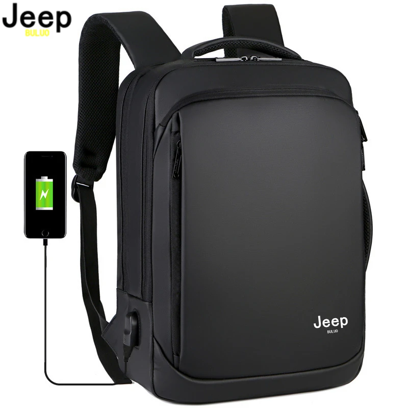 JEEP BULUO Mochila Large Capacity Backpacks For Men and Women Packsack 15.6' Laptop School Bag Casual Fashion Travel Rucksack