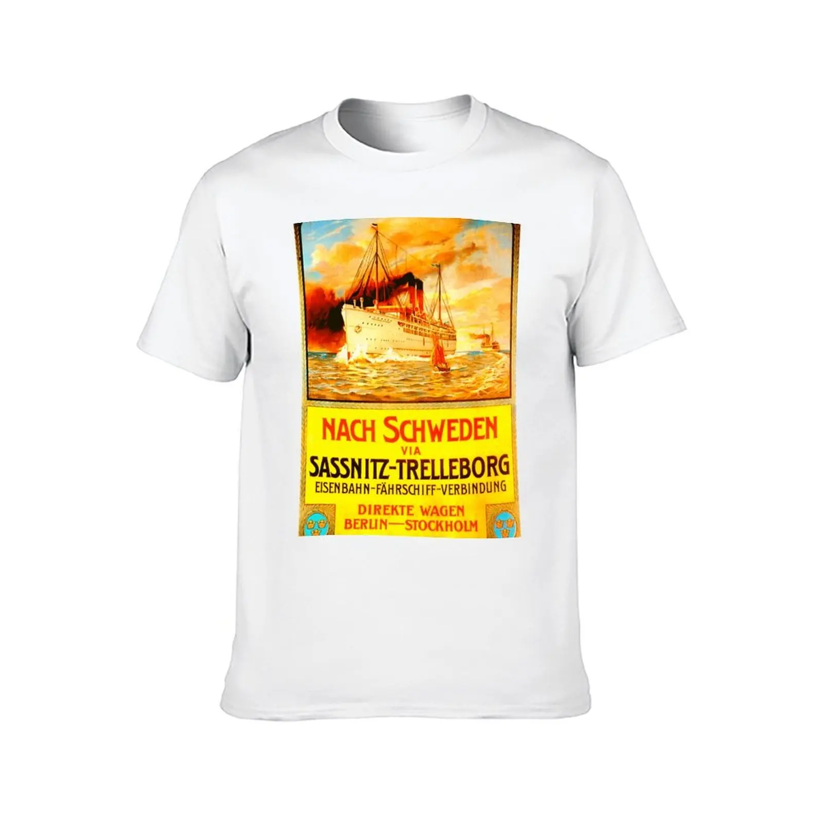 Sassnitz to Trelleborg - German Ferry (1909) - Classic Vintage Retro Travel Poster T-Shirt man tshirt T-Shirt
