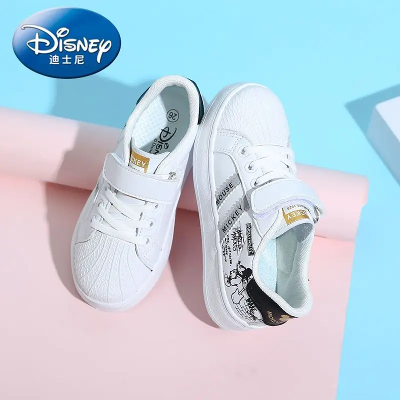 Zapatos de tablero de cabeza de concha de Mickey para niñas, zapatillas de Joker, Graffiti coreano, informales, resistentes al desgaste, transpirables, blancas reales, cuatro estaciones