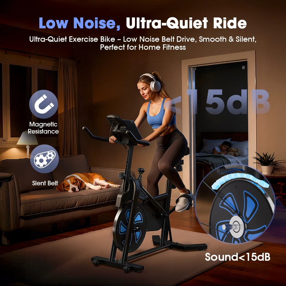 Formill QK116C Indoor-Fahrrad mit Magnetwiderstand, 12KG Schwungrad, 287lbs, 100-Stufen-Widerstand, LCD-Display, Leiser Riemenantrieb, Heim-Cardio – Detail 11