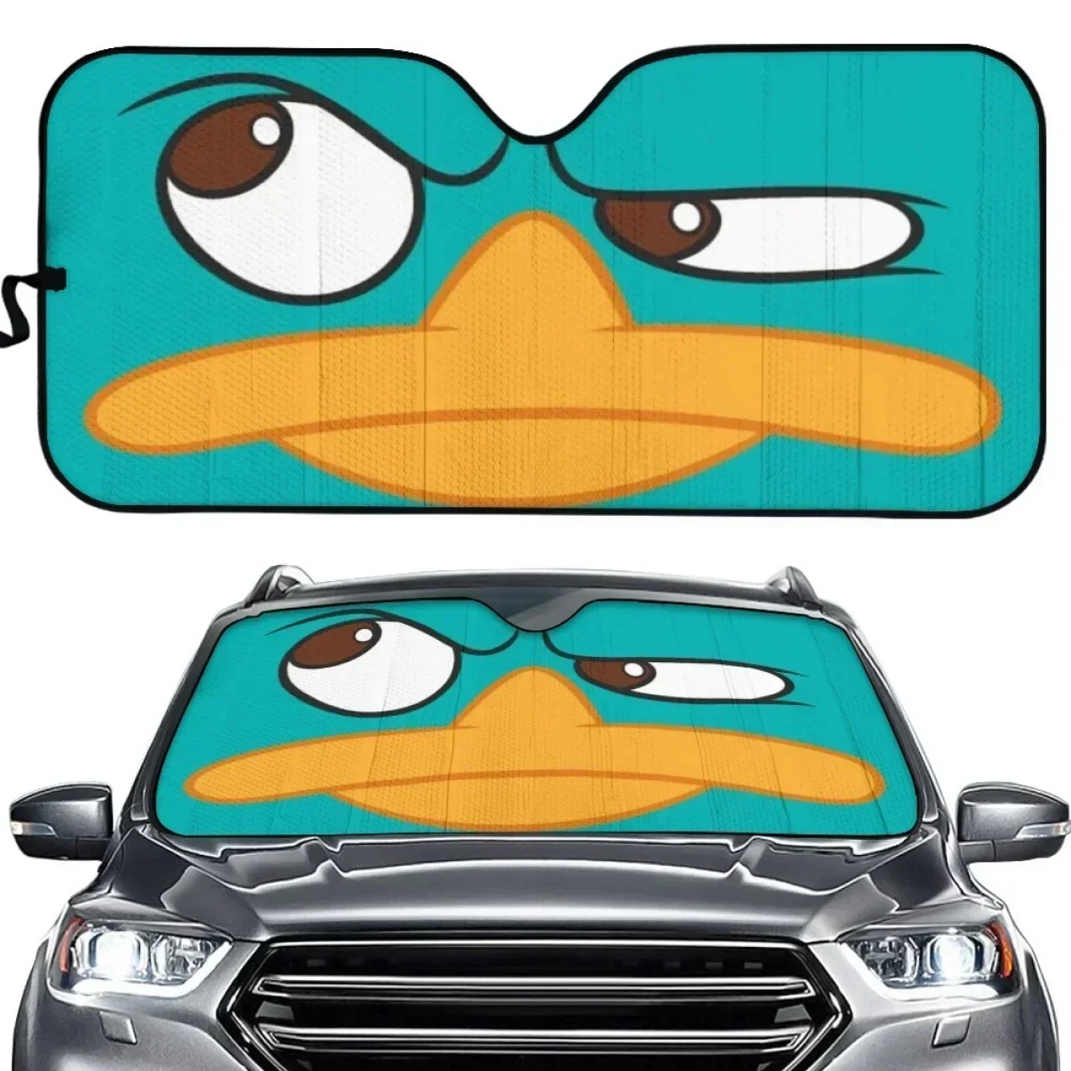 Car Sun Shade for Front Windshield Kawaii Angry Duck Car Accessories for Woman Men Sun Resistant Stretch Fabrics Car Decoration