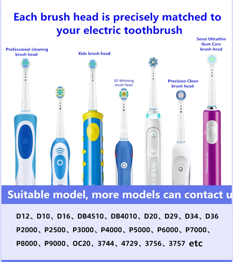 Cabezal de cepillo de repuesto para Oral B D12 D16 Electric Advance Power Pro Health Triumph 3D Excel Vitality Interclean