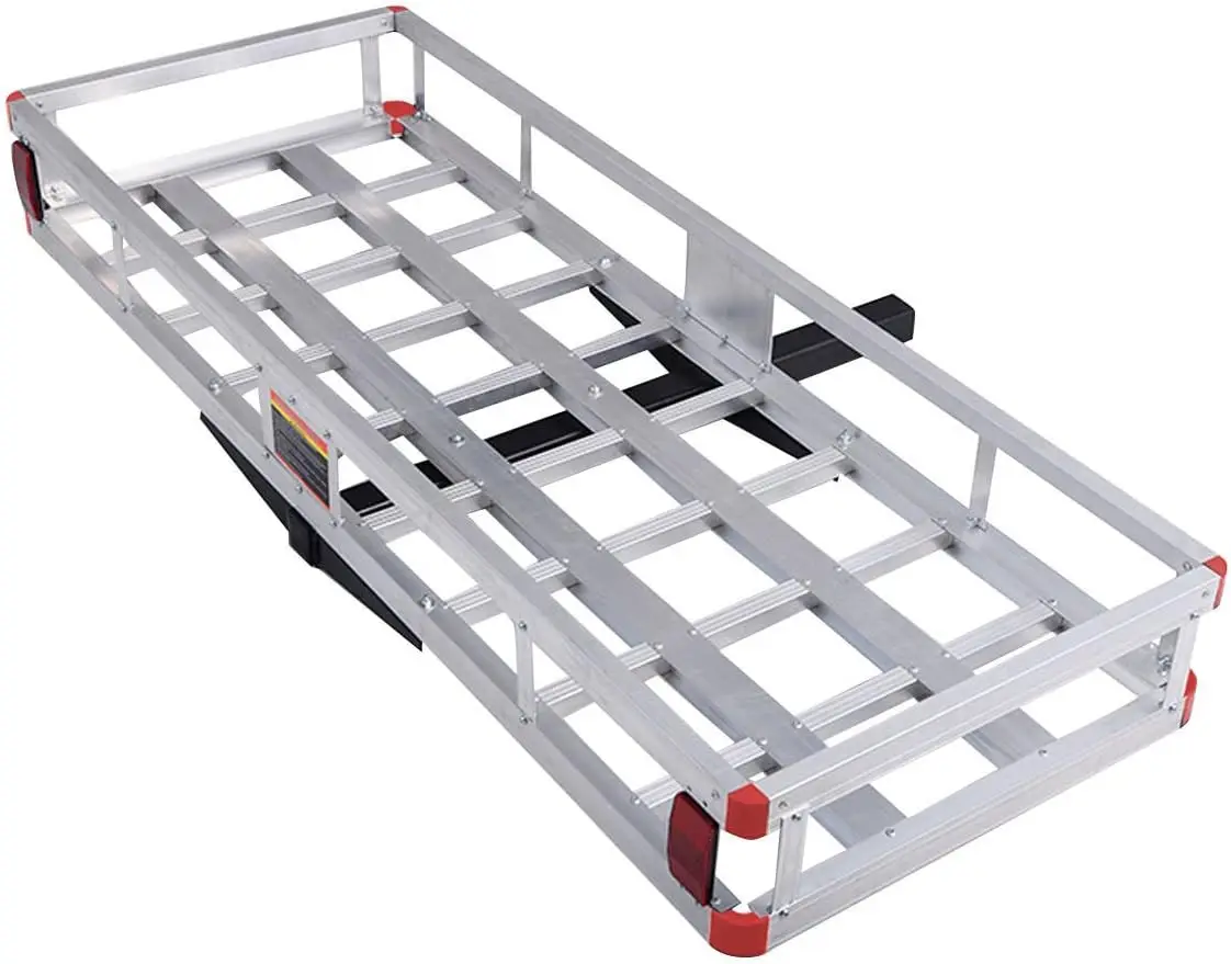 Hitch Cargo Carrier, Aluminum Hitch Mount Cargo Basket with 500LBS Capacity, Fits 2” Receiver, 60” x 22” x 7” Trailer Hitch Carg