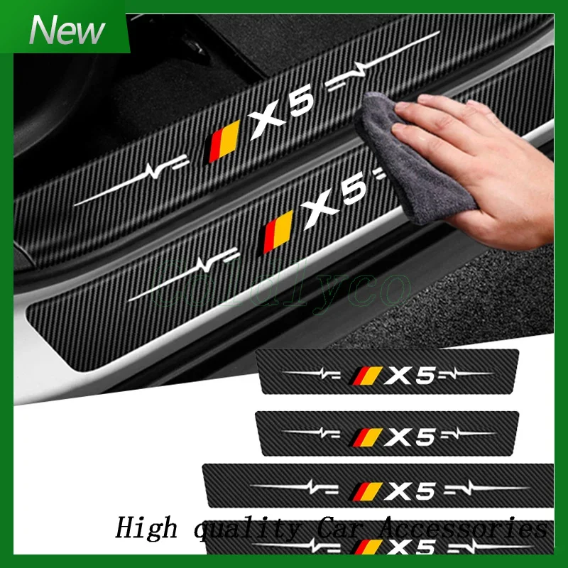 

Car Stickers for X5 letter Door Sill Protector Anti Scratch Decals Threshold Protection Carbon Fiber Styling Accessories