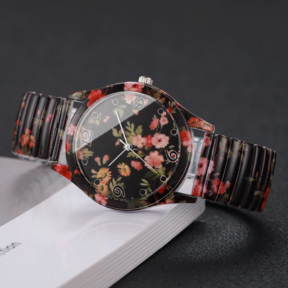 1pcs Women's Gift Printed Watch Fashion Casual Digital Scale Dial Temperament Elegant Printed Quartz Watch ( Box Not Included)