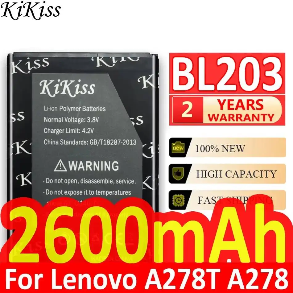 Долговечная батарея для мобильного телефона BL203, 2600 мАч, для Lenovo A278T A278 A365E A308T A369 A66 A318T A385E A309
