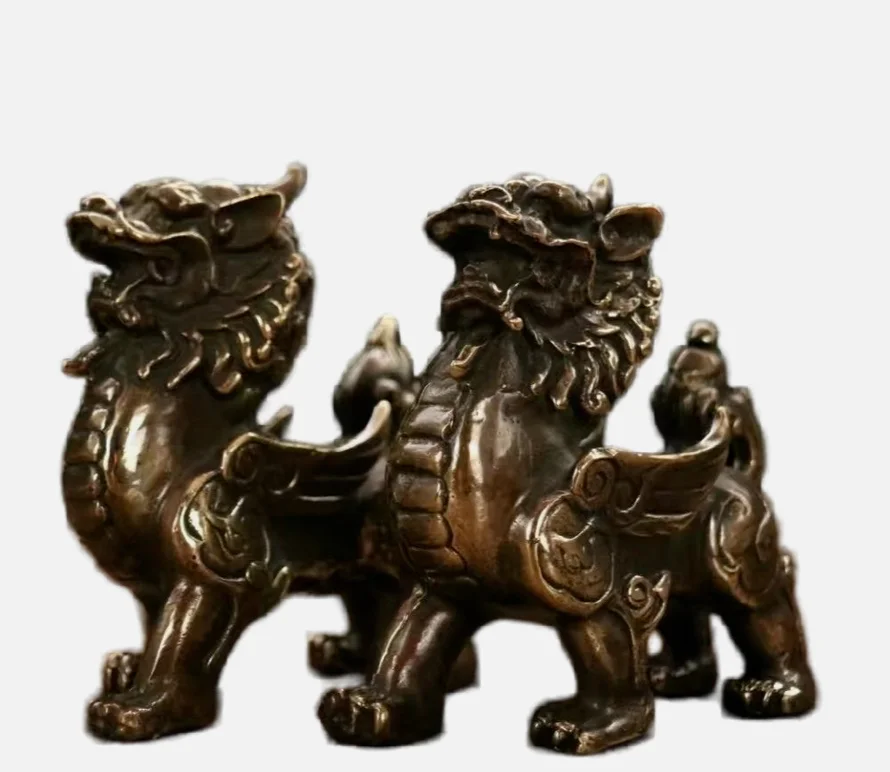 talisman Fengshui Dog Lion beast kylin Pair pixiu a mythical wild animal unicorn statue