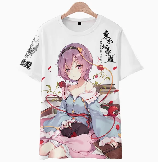 Anime Touhou Project  Komeiji Satori Short Sleeve T-shirt Summer Cosplay Costume Casual Student Loose Tops