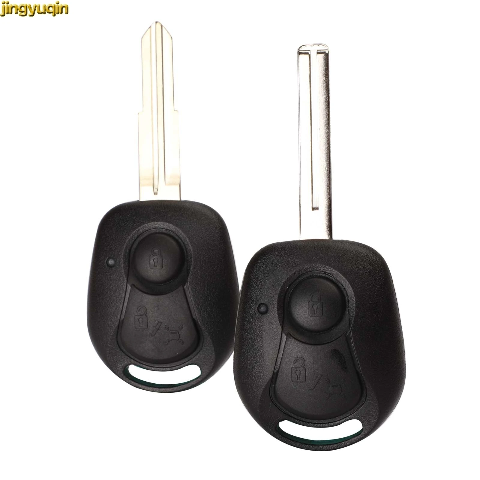 Jingyuqin Modified Remote Car Key Shell For Ssangyong Actyon Kyron Rexton RX7 2 Buttons Uncut Blade Fob Case Replacement