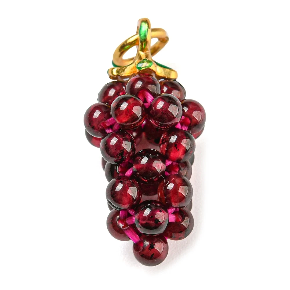 PandaHall 10Pcs Natural Garnet Round Cluster Pendants - Grape Charm Beads for DIY Jewelry Making Gemstone Drops