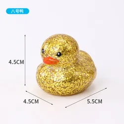 Mini Colorful Sequins Car Decor Rubber Duck Ornament Ornament Squeak and Float Ducks Baby Shower Toy for Toddlers Boys Girls