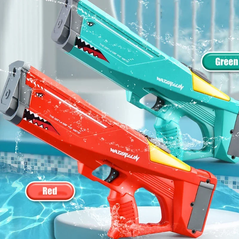 Pistolas de água elétricas de tubarão, pistola de água automática de alta pressão, spray blaster, jogos ao ar livre, praia, piscina, brinquedos de verão para crianças meninos