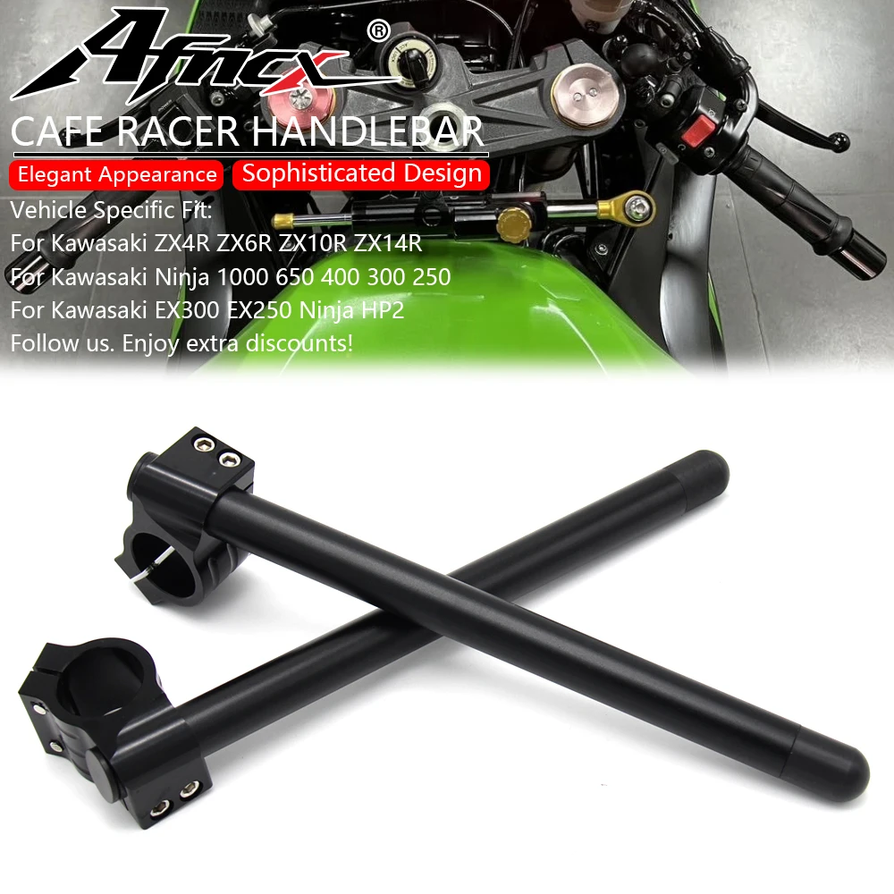 For Kawasaki Ninja 650 400 300 ZX10R ZX-4R ZX6R Ninja400 Ninja300 Motorcycle Cafe Racer Handle Bar Fork Riser Clip-On Handlebars