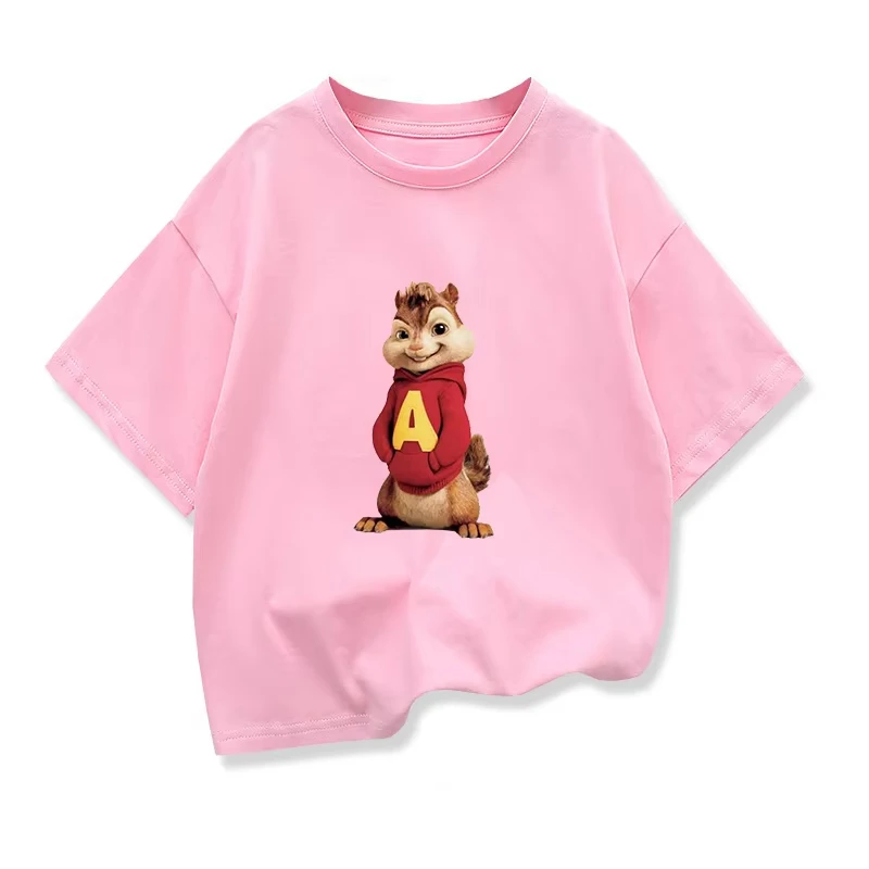 تي شيرت Alvin and Chipmunk كارتوني للأطفال، قميص مطبوع لطيف لملابس الأطفال الكاجوال