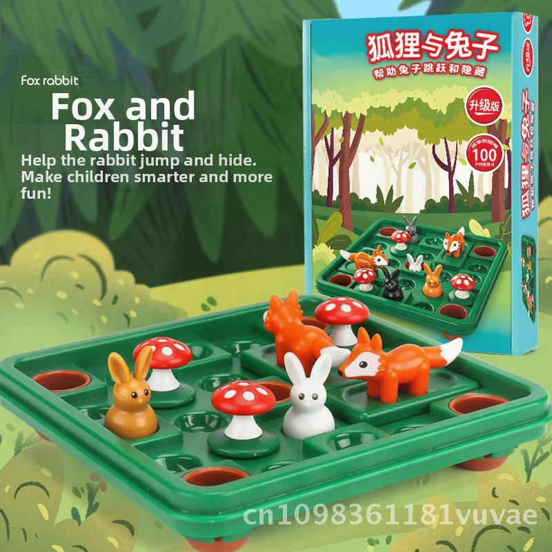 Juego de rompecabezas de educación temprana de zorro y conejo para niños, 100 desafíos de pensamiento lógico, juego de mesa de juguete educativo para niños