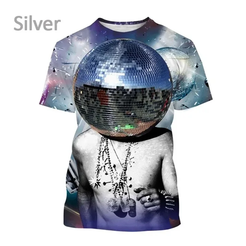 New Party Disco Ball Print Tshirt a maniche corte O Neck Plus Size T Shirt per uomo donna Casual Cool Hip-hop Streetwear Tee Tops