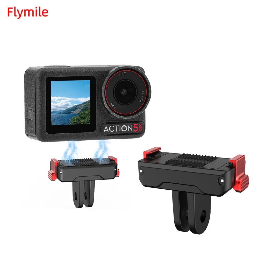 Flymile Magnetische Adapterbasis für DJI Action 5 Pro/4/3 Schnellverschluss-Sportkamera-Erweiterungsstativ-Adapterhalterung, Zubehör