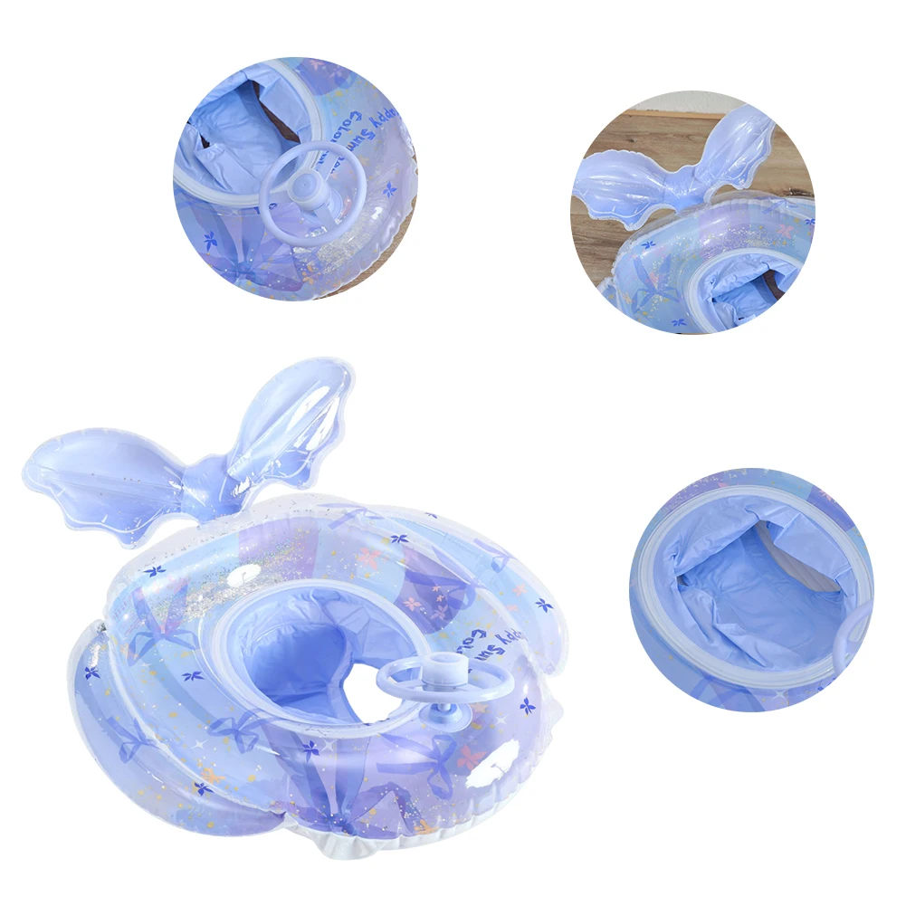 Mermaid Inflatable Swim Ring Swimming Rings Floaties with Seat & Steering Wheel Swim Float Tube Kids Pool Floats for Pool Beach