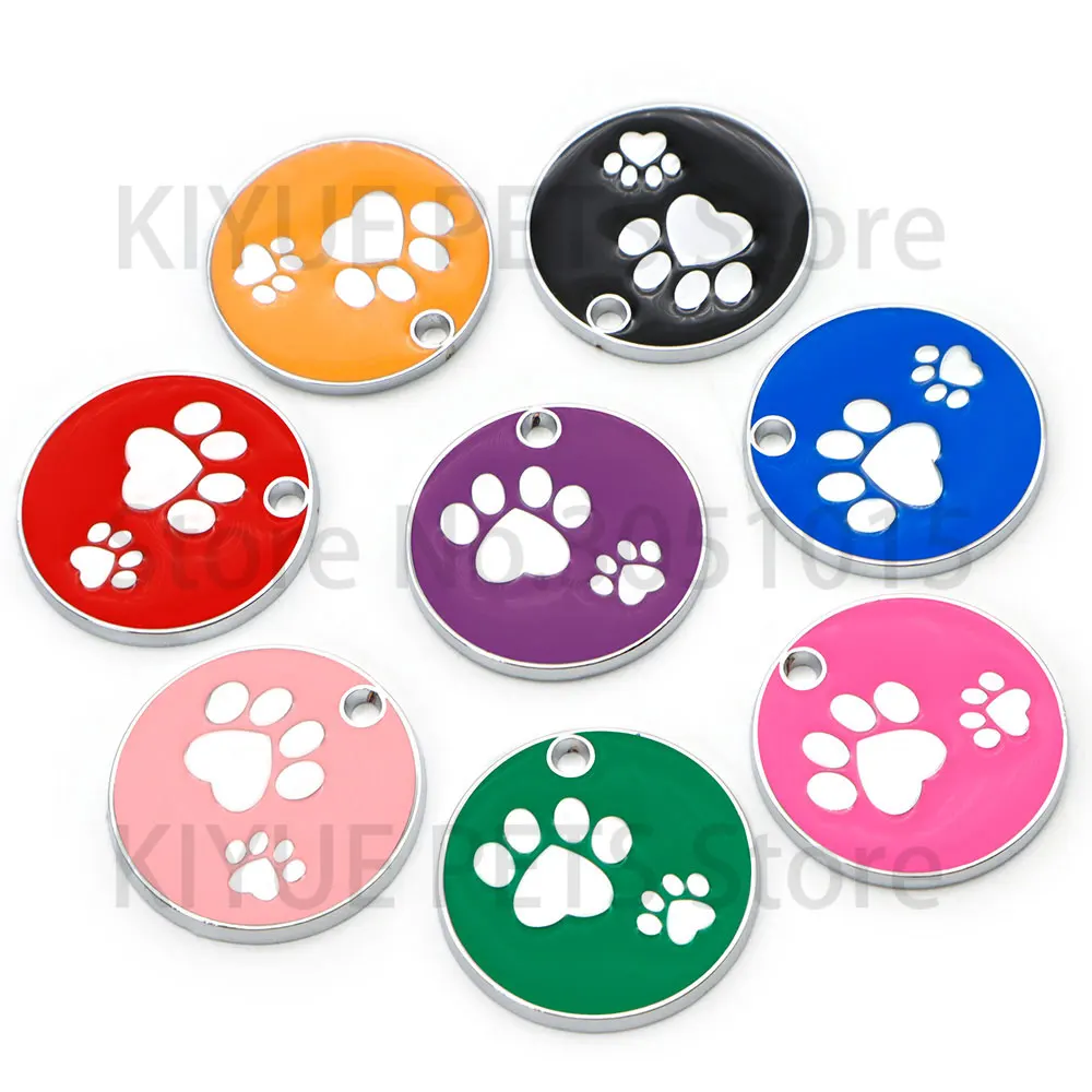 100Pcs Dog Id Tag Metal Labels Heart Flower Round Shiny Handmade Color Alloy Charm Hand Made Clothing Accessories KeyRing