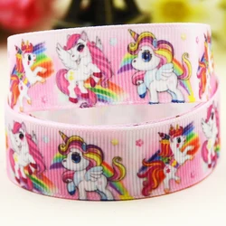 22mm 25mm 38mm 75mm Unicorn Cartoon Character printed Grosgrain Ribbon party decoration 10 Yards X-05283