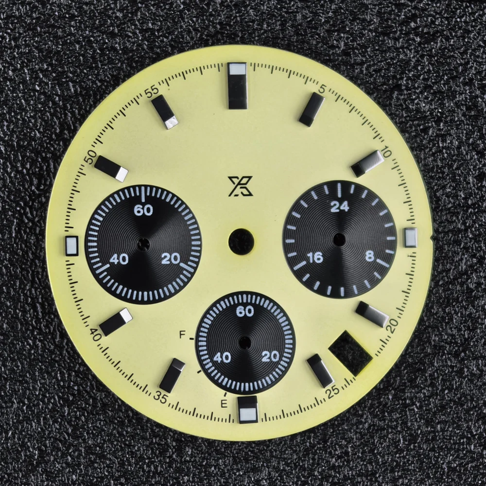 VK63 Dial S Dial Diameter 29.5Mm Prospex Wajah Kronograf Bercahaya 6 Tangan Cocok untuk Aksesori Jam Tangan Pergerakan Kuarsa VK63