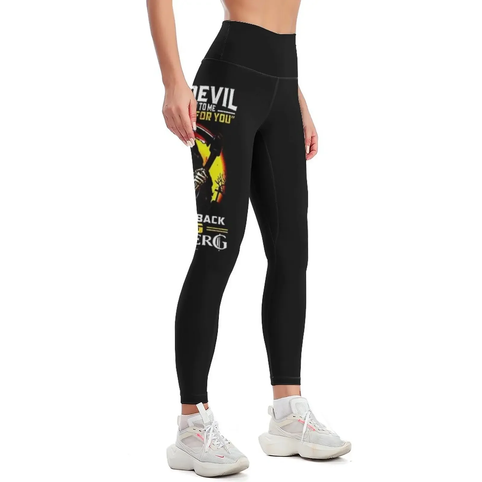 the devil whispered to me im coming for you i whispered back bring bundaberg rum 38 Leggings gym pants gym top Womens Leggings