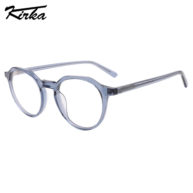 

Kirka Unisex Eyewear Acetate Round Glasses Frame Optical Glasses Crystal Color Design Glasses in 4 Colors WD1380