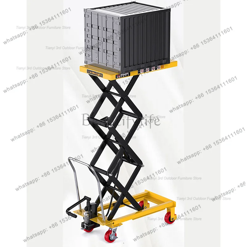 LSNordic Creative Manual Hydraulic Lifting Platform Cart Modern Mobile Small Lifting Plate Scissor Trolley Commercial Tool FYET