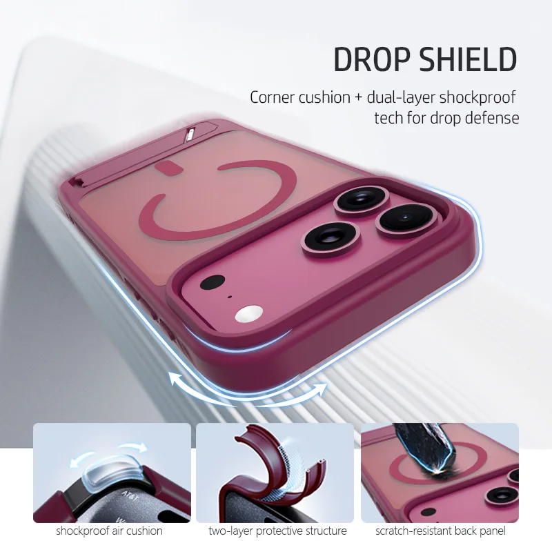 Lereach Etui na iPhone 18 Pro Max 17 Pro Max 16 Pro Max z Magnetyczną Podstawką, Regulowanym Stojakiem i Ochroną Przed Upadkiem — zdjęcie produktu 3