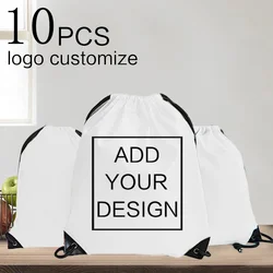 10PCS Custom Bags with Logo Drawstring Pouch Backpack Bag Backpack for Gym Sacks Bag Bulk for School Yoga Sport Gym Traveling