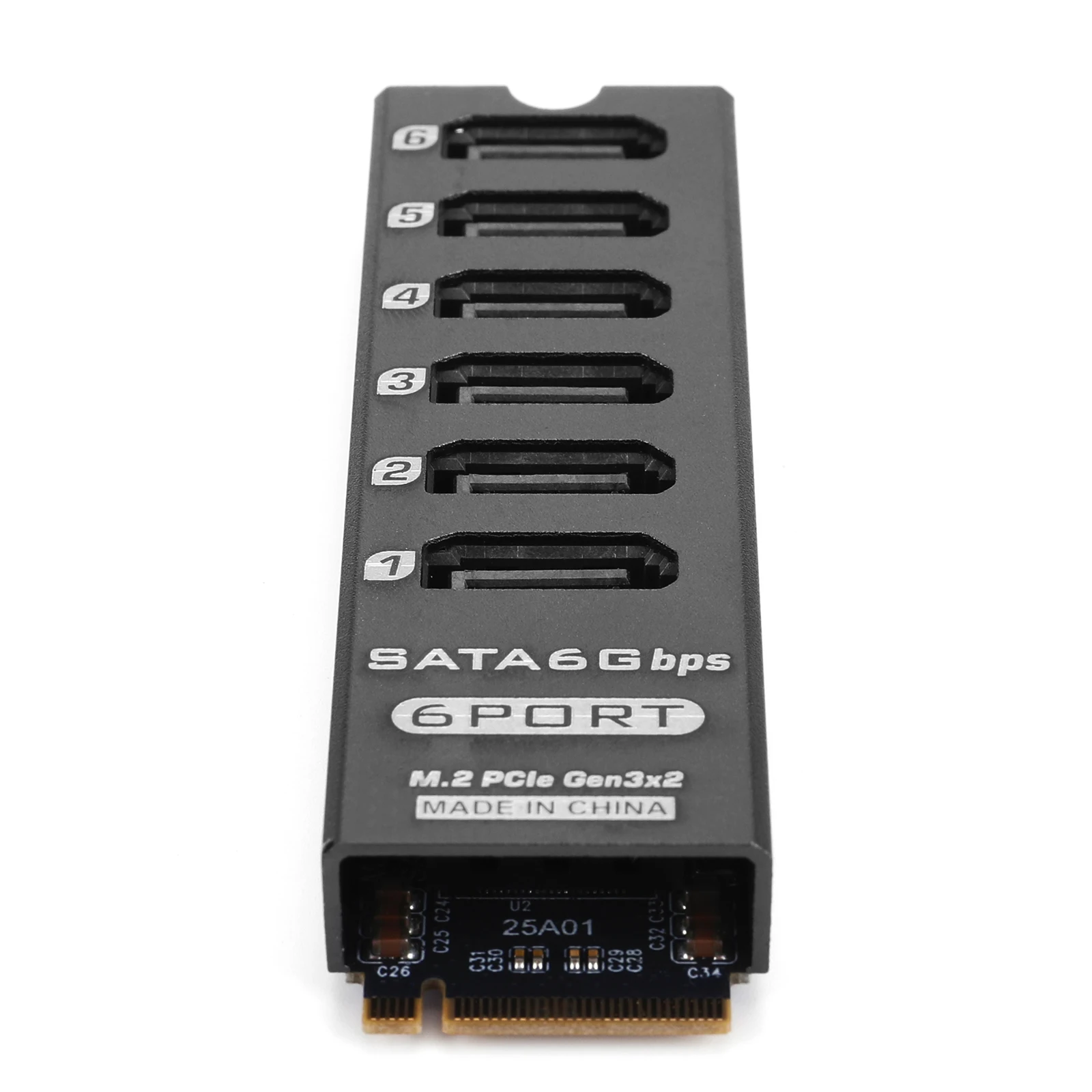 6 Port SATA 6Gbps PCIe 3.0 Expansion Card ASM1166 NAS HDD SSD Port Multiplier Support Aluminum Alloy Storage Controller