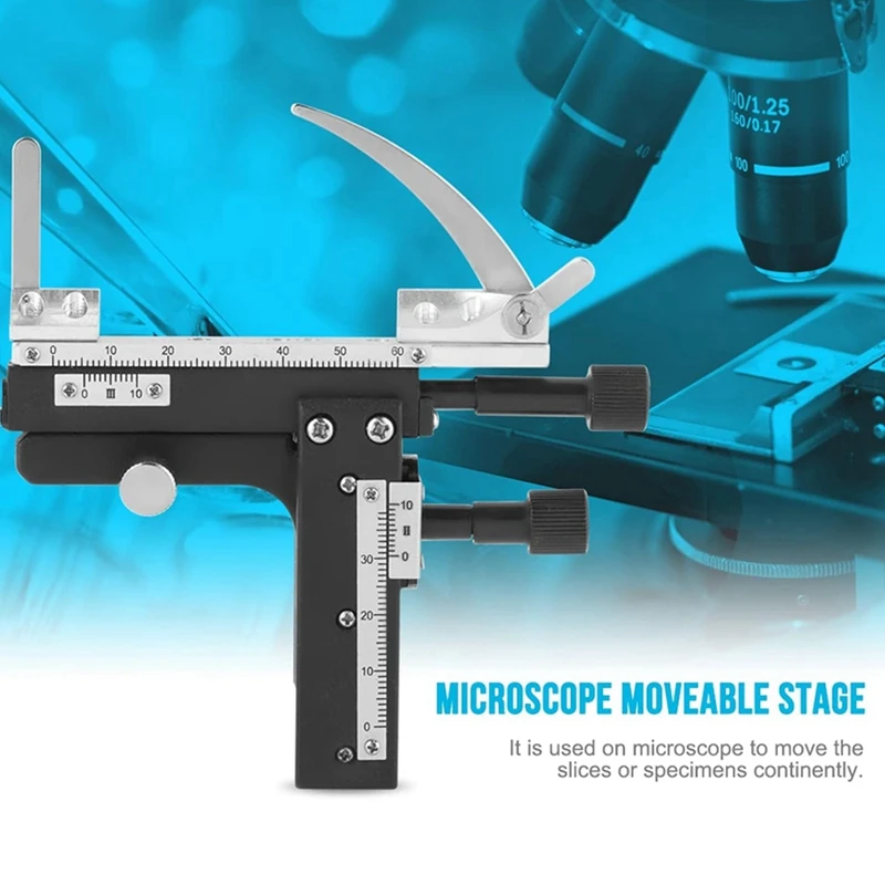 FULL-Microscope Mechanical Stage, Mechanical Stage Microscope, Professional Attachable Mechanical Stage Caliper With Scale