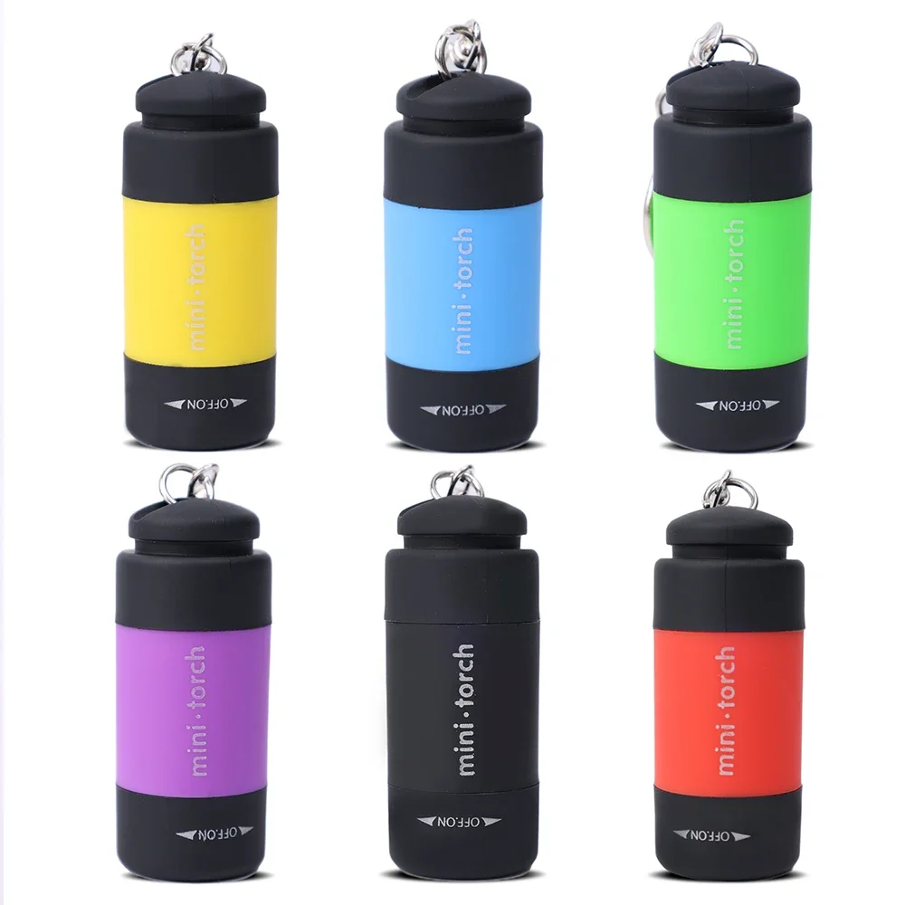 1/10PCS Mini Keychain Flashlights USB Rechargeable Torch Rotary Switch Pocket Lights LED Waterproof Camping Emergency Lighting