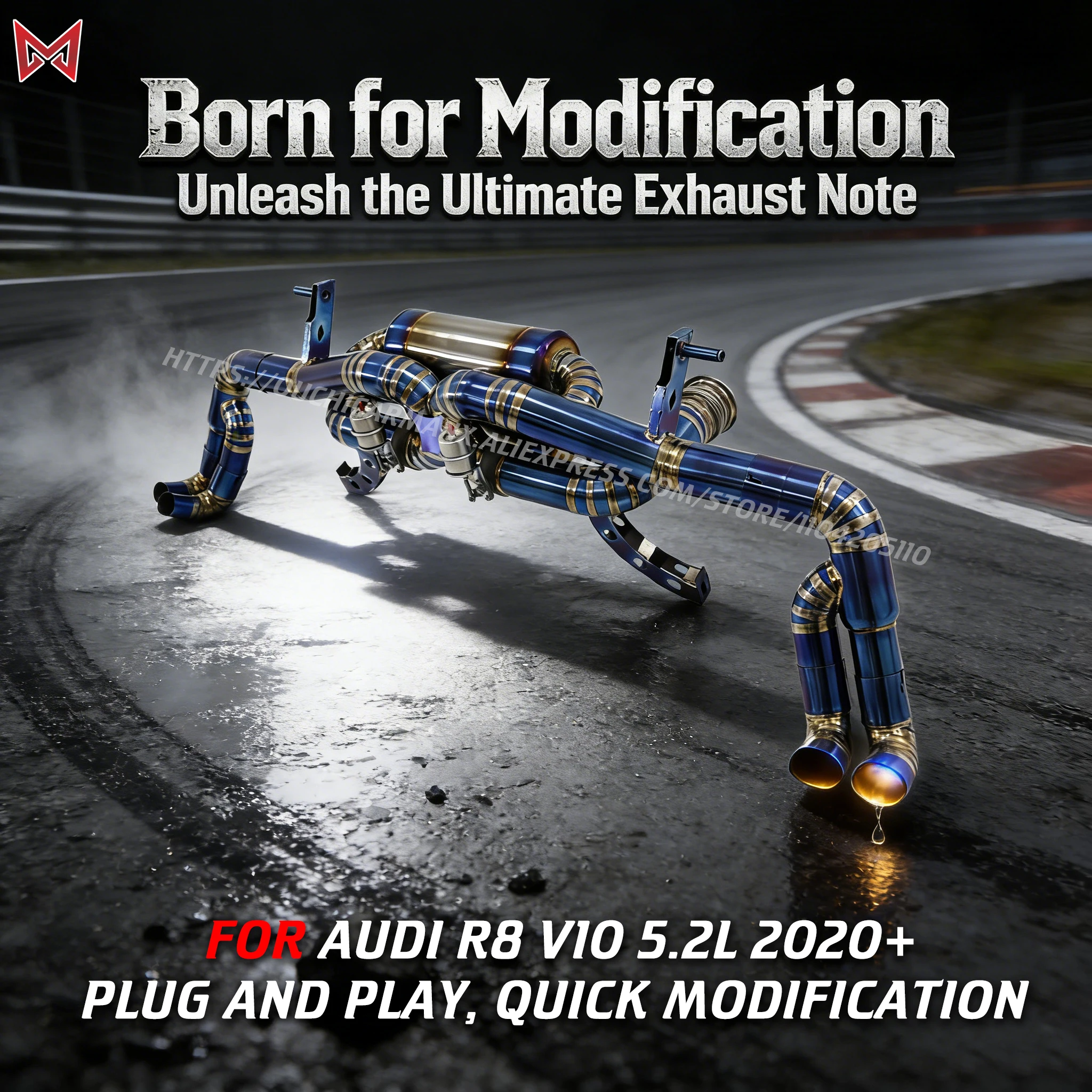 

Ti/SS304 for Audi R8 catback V10 5.2L 2020+ Performance exhaust system Quad Exits Muffler With Valve