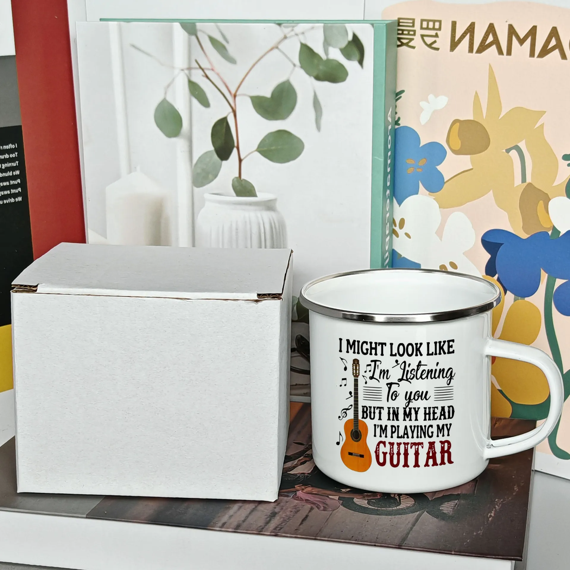 Customized Enamel Metal Mug 350ML Colorful Print Your Photo LOGO Coffee Mugs, Tea Cups, Mothers' Day, Fathers' Day Wedding Gift