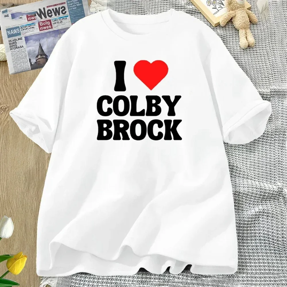 I Love Herat Colby Brock Sam and Colby T-shirts Cotton Short Sleeve Tshirt Casua 90s Aesthetic Clothing Y2K Babydoll Shirt 70207