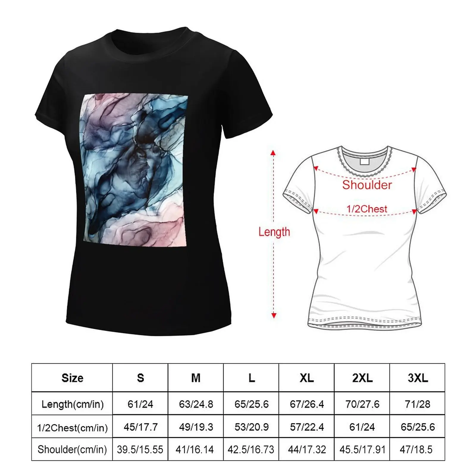 Blush and Darkness Abstract Alcohol Ink Painting T-Shirt customizeds customs quick drying t-shirt dress for Women plus size