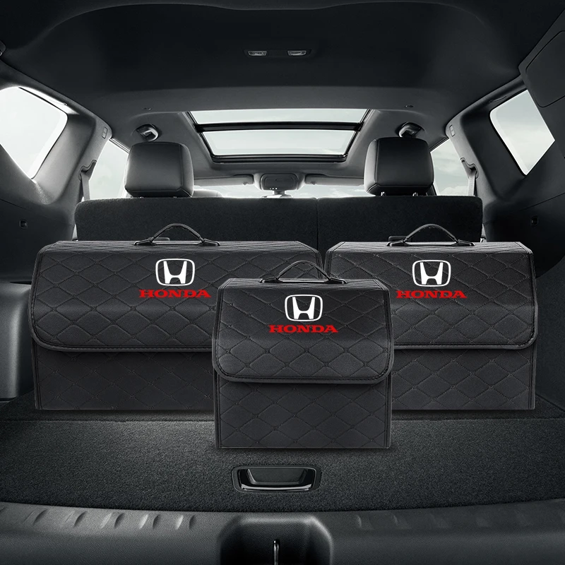 Car Organizer Trunk Leather Storage Bag Folding Stowing Tidying Box For Honda Civic Accord Fit CRV Jazz Odyssey Prelude Insight