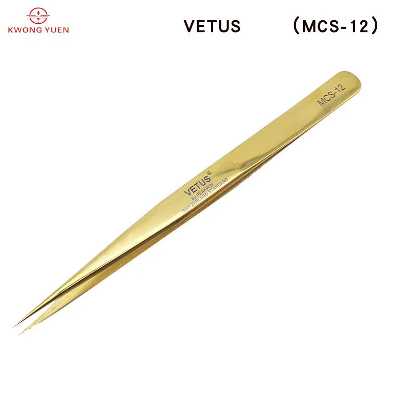 

Vetus Tweezer Stainless Steel Non-magnetic Pointed Tip Professional Switzerland Standard MCS-12 For Watchmakers, Eyeglass