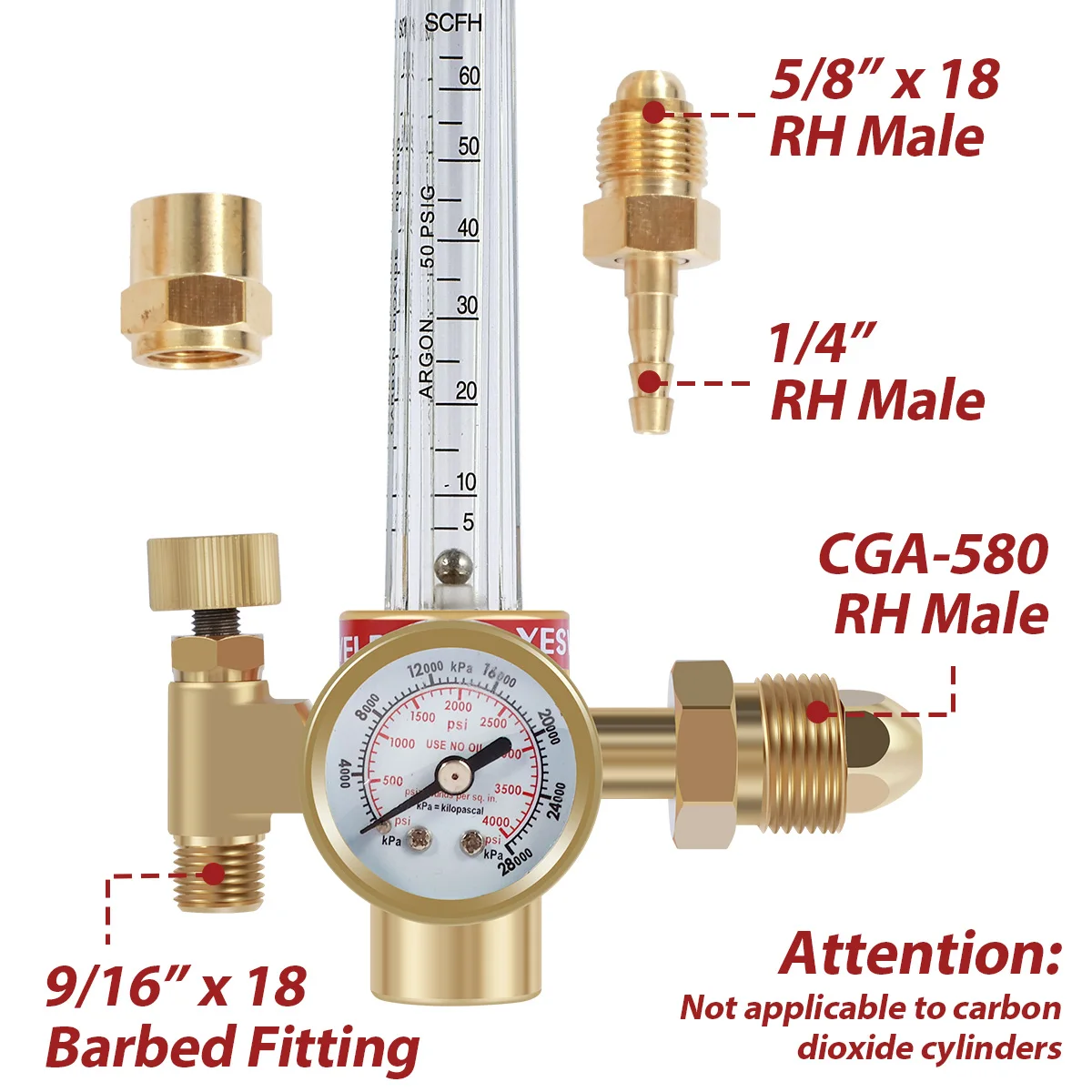 Przepływomierz CO2 Mig Tig Htp Regulator argonu Argon 0-4000 Psi Precyzyjny regulator spawalniczy gazu Urządzenie spawalnicze Reduktor ciśnienia