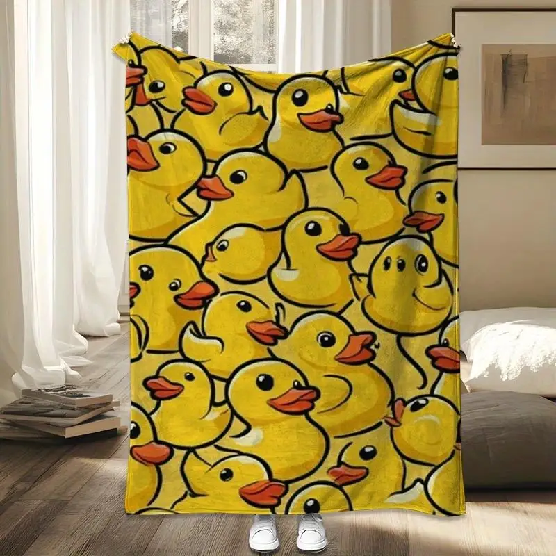 

1 Lovely Yellow Duck Plush Blanket - Soft all-season cozy blanket with fun duck design, machine washable, bright yellow