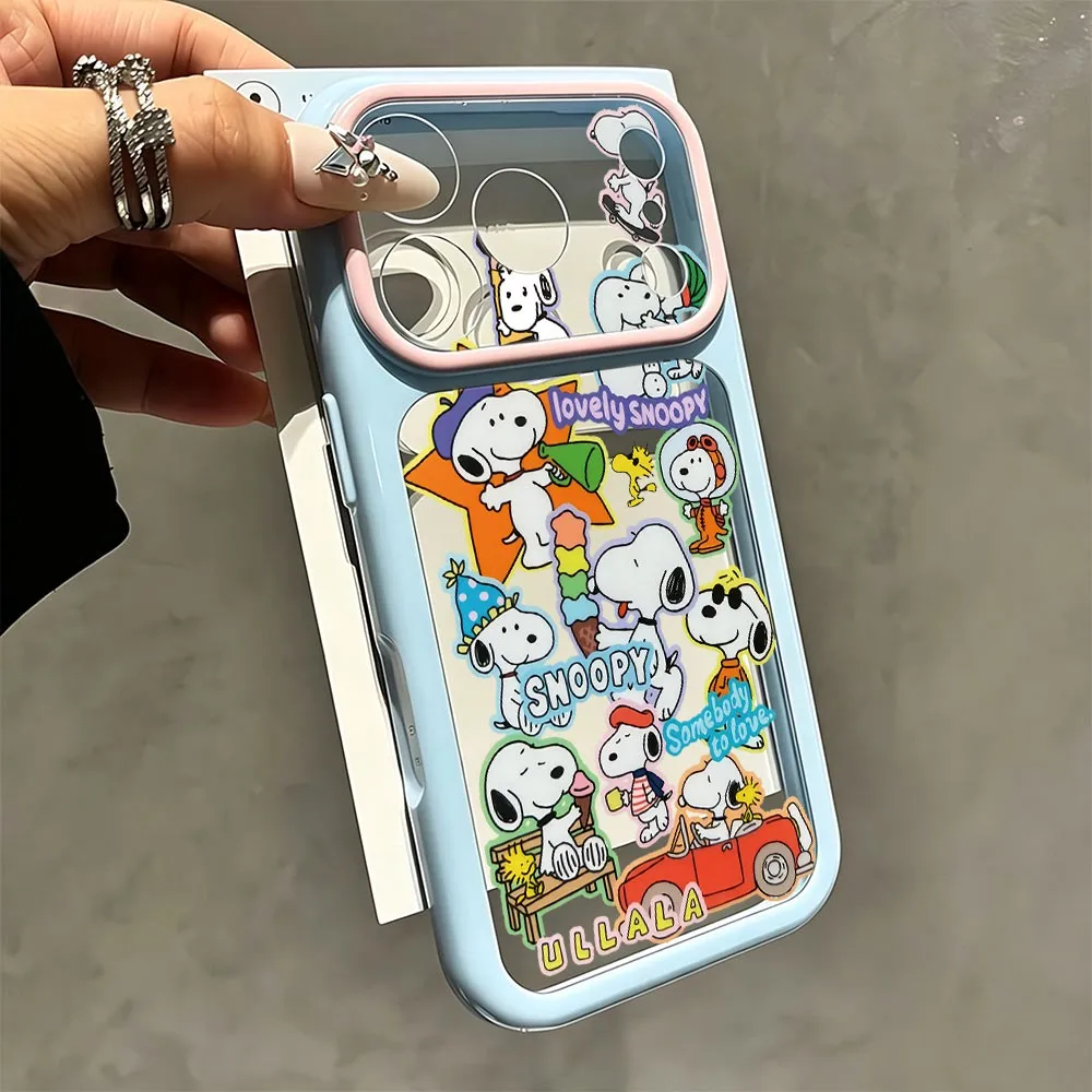 Cartoon-Hund Transparente Stoßfeste Schlanke Bonbonfarbene Klare Handyhülle für iPhone 18 17 Pro Max 14 16 15 13 11 12 S-Snoopys – Detail 5