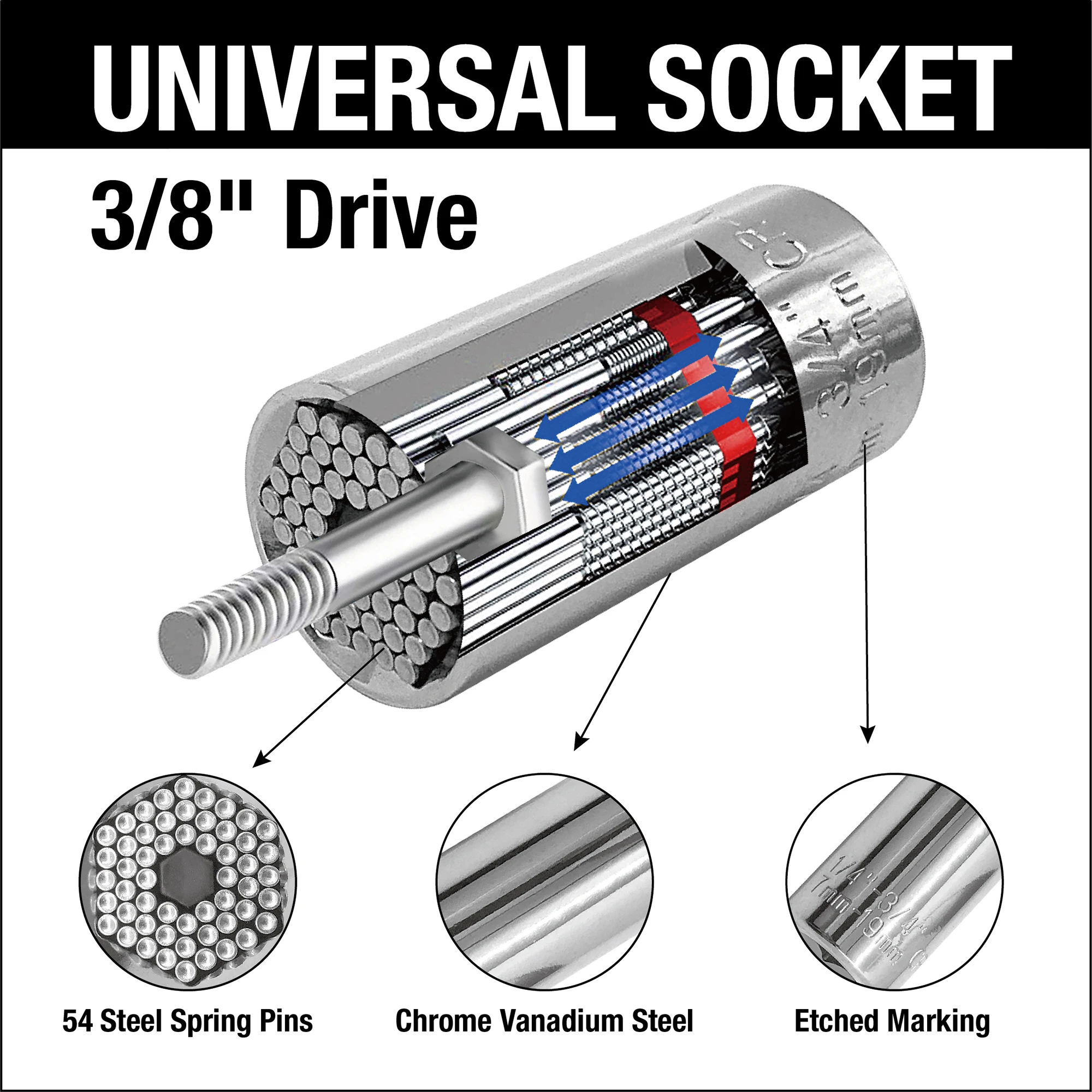 4-in-1 wrench and universal socket set, driver ratchet handle with universal socket and screwdriver drill bit