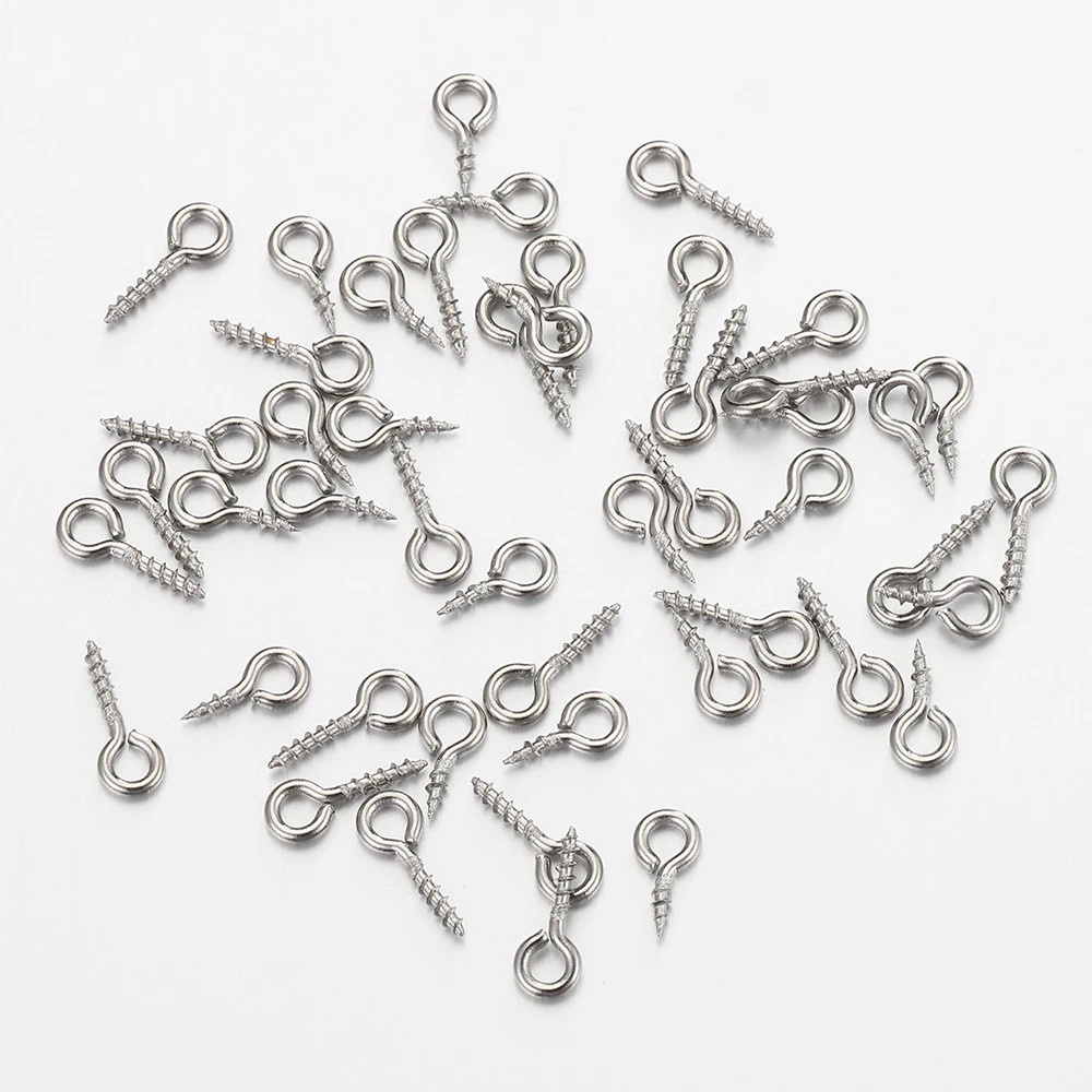 50 Stück/100 Stück kleine kleine Augennadeln aus Edelstahl, Nietstifte, Ösen, Schraube, goldfarben, Verschlüsse, Haken für DIY-Schmuckherstellung – Detail 10