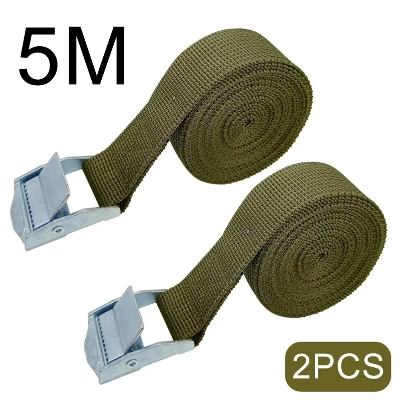 2pcs 5M Car Tension Rope Tie Down Strap Strong Ratchet Belt Car Luggage Bag Cargo Lashing Strap for Truck Motorcycle Bike Boat