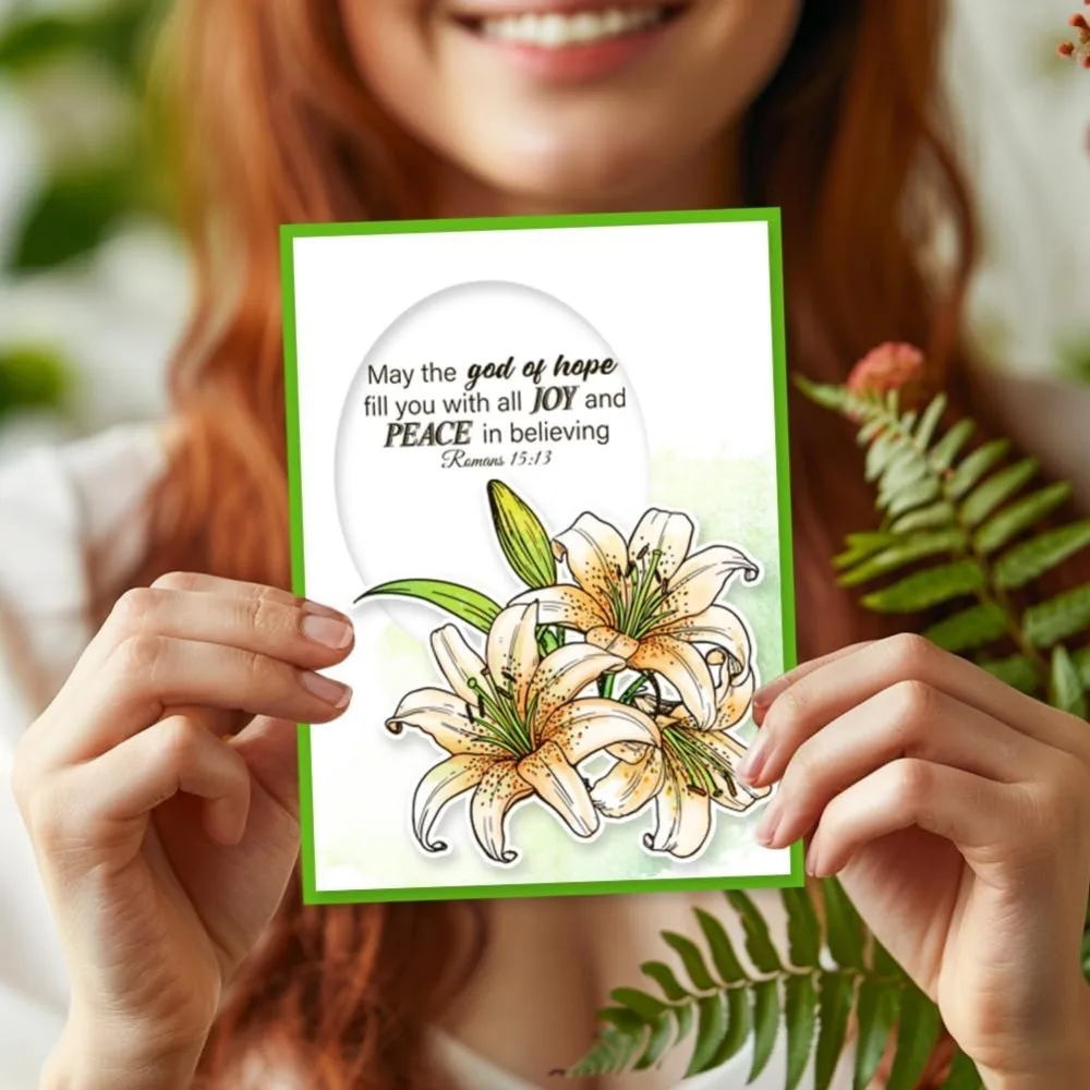 Lily Bible Flowers Clear Stamps for Cards Making The Bible Word Clear Stamp Seals 5.83x8.27inch Transparent Stamps for DIY