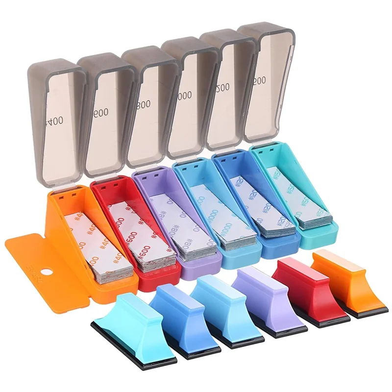 

AB66-120Pcs Micro Detail Sander Kit, 3"X 1" Mini Hand Sanding Block 400-1500 Grit Sandpaper With 6 Sanding Block