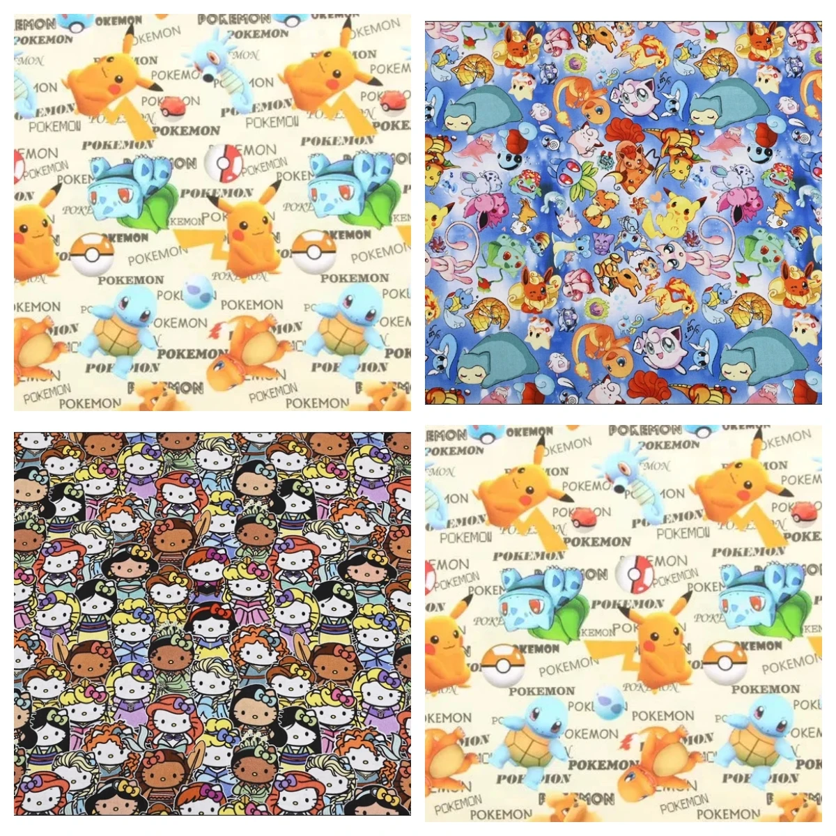 Pokemon שלום קיטי קריקטורה בד תפירה בעבודת יד בעבודת יד קווילטינג תינוק שמלת דף הבית